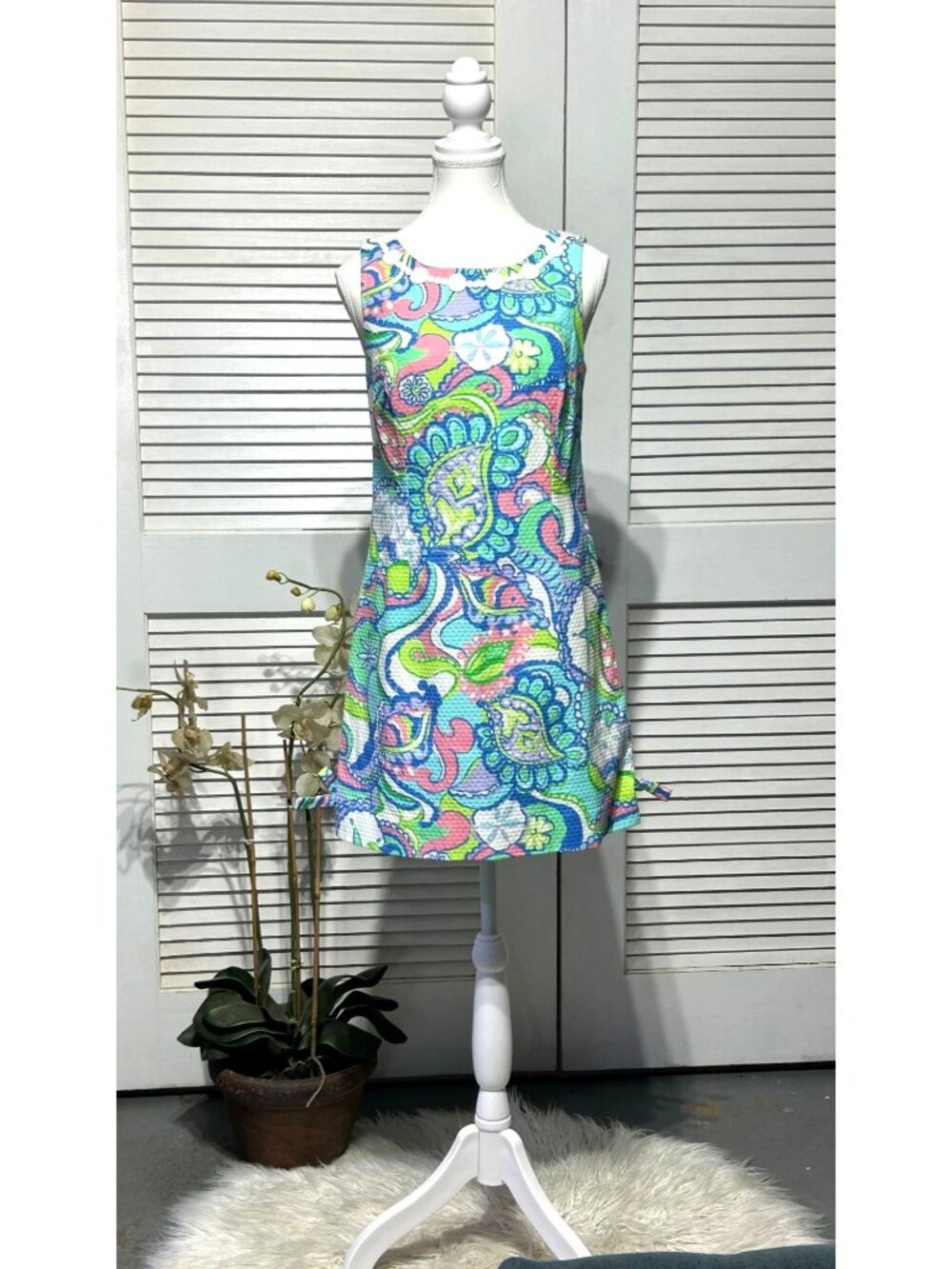 Lilly Pulitzer Women's Delia Conch Republic Lace Pique Shift Dress Size 6 3576